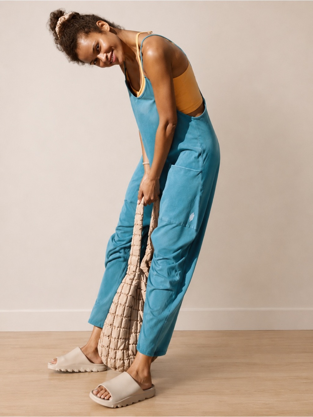Free People Movement Hot Shot Onesie Jumpsuit Hydro Blue Sea Small New With Tags - Picture 9 of 9
